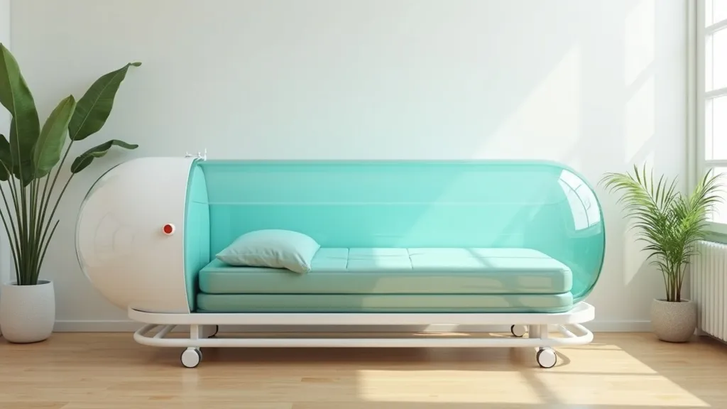 Compact hyperbaric chamber installed in a bright home interior, representing the home HBOT buying decision