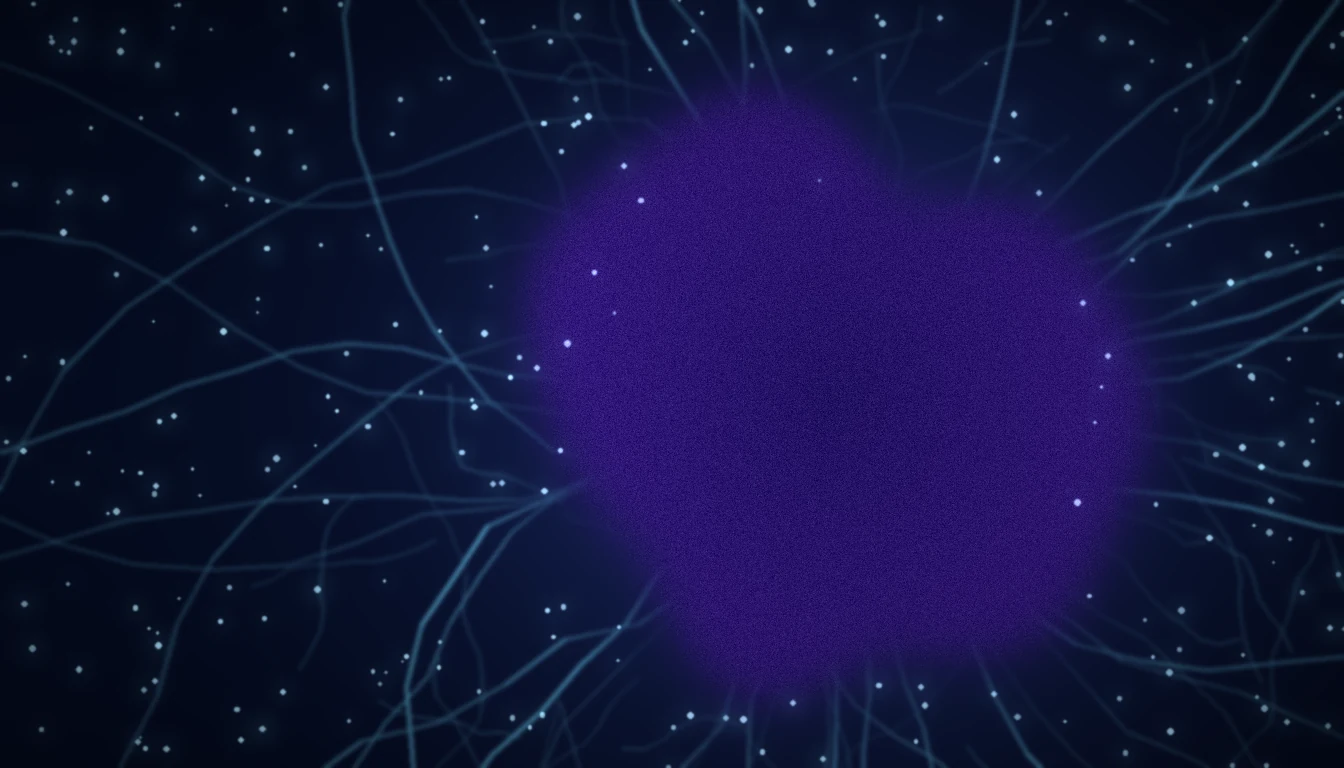 Abstract illustration of an oxygen-starved tumor region contrasted with well-oxygenated tissue during hyperbaric exposure