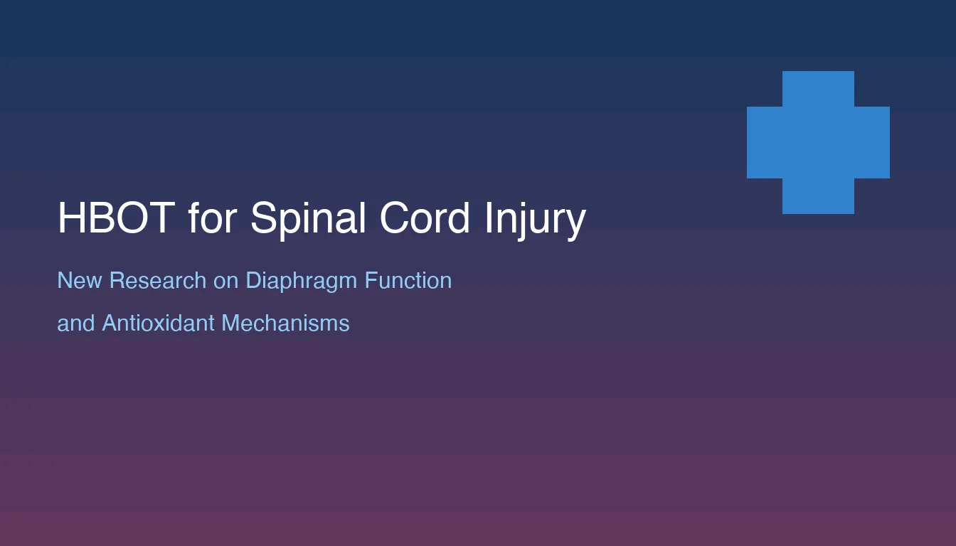 Scientific illustration of spinal cord injury at cervical level with diaphragm and oxygen therapy visualization