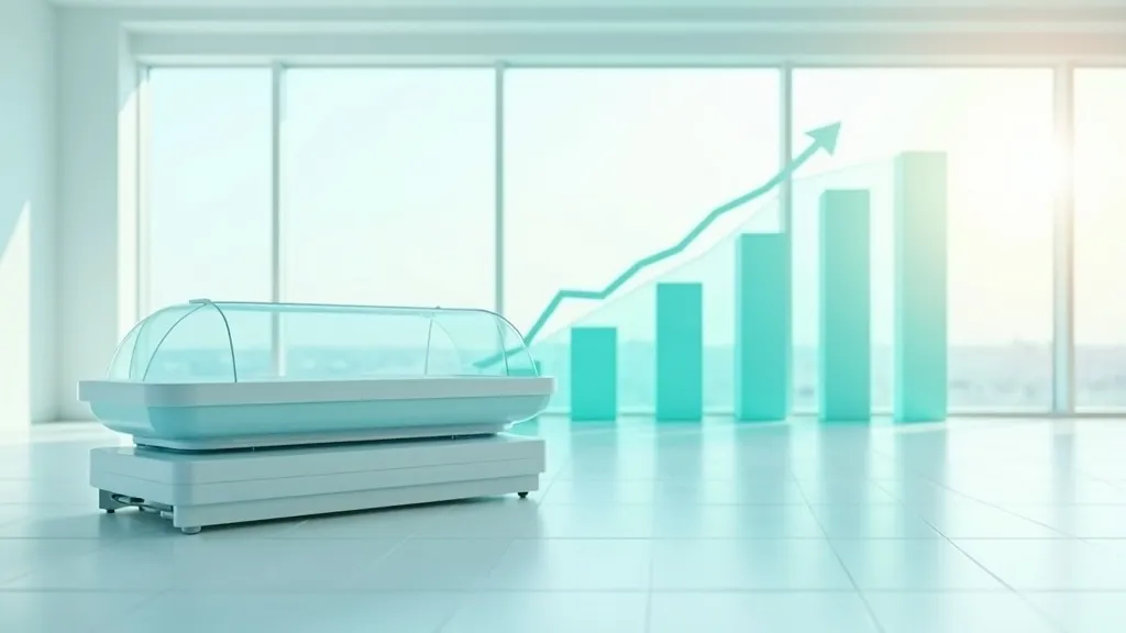Modern monoplace hyperbaric chamber in a bright clinical room, symbolizing the investment decision behind chamber ownership
