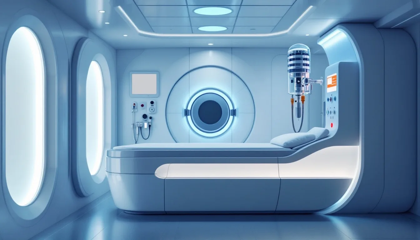 Hyperbaric oxygen therapy chamber in clinical setting representing NHS England service cuts